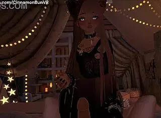 rough blowjob with a submissive girl getting deep throated in vr