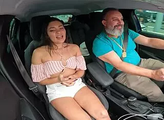 Lolla Lollynha Enters The Car And Drives Ted Crazy Wanting To Fuck In Wet Public Scene