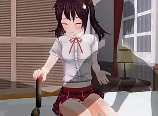 In uncensored anime, sister teases anal with edging handjob