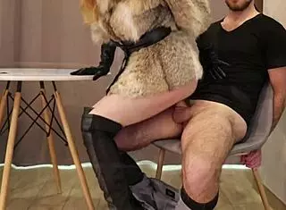 Our First Femdom Sex in High Heels Leather Gloves