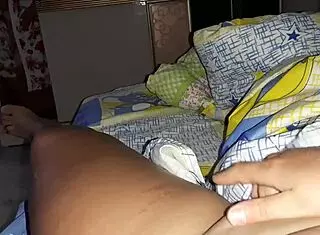 My stepsister peeps on me from closet while I jerk off and masturbates too