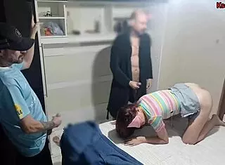 Wife Blindfolded, Friend Joins Fuck!