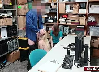 Hot shoplifter feels intense emotions during rough missionary fuck in front of boyfriend