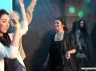 Wet Party Lesbians Fingering Quims At Night Club