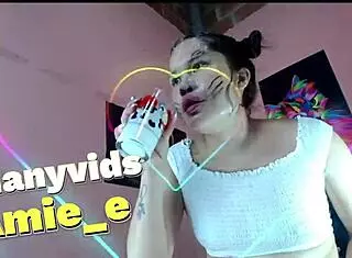 Slut destroys his face with spit deepthroat