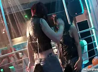 Wet Party Lesbians Fingering Quims At Night Club