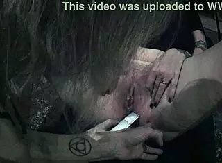 licking and finger fucking my milf on location after shaving her hairy pussy making her cum and squirt