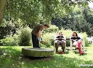 fatties spank and sit on submissive gardener's face