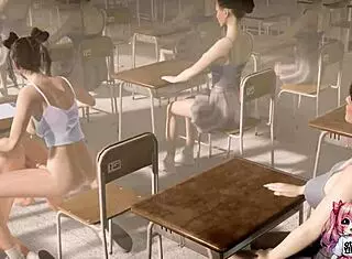 anime classmates get wild with public fucking in horny classroom scene