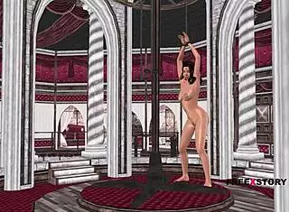 In this animated 3D video, an Indian-looking girl enjoys solo fun.