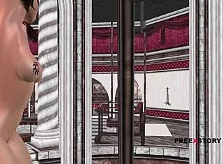 In this animated 3D video, an Indian-looking girl enjoys solo fun.