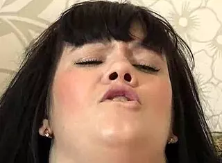 girl works pussy with vibrator and big white dildo