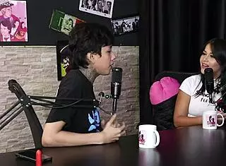 She hates casual sex but deposits her pussy first with DJ Rafa and Mateus in sheer red.