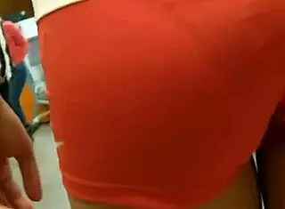 Hot Young Girl Shows Nice Ass in Tight Shorts at the Market