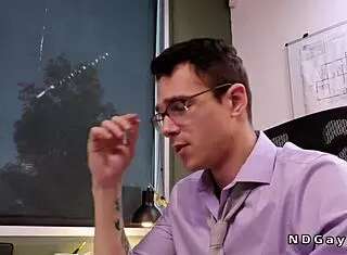 Gay Co-Workers Engage in Office Activities Together