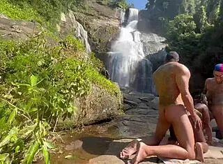 Me and friend take hot black girl to waterfall for intense fucking with emo vibes