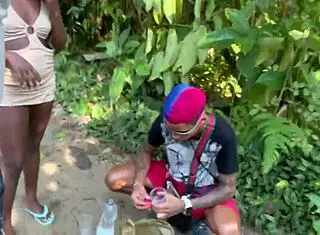 Me and friend take hot black girl to waterfall for intense fucking with emo vibes