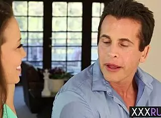 Asian milf Kalina Ryu in costume for massage session.