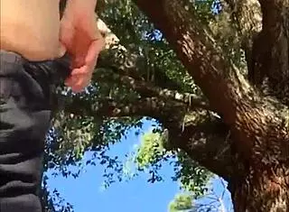 Naughty brunette goddess says, 'I'm masturbating outside in cute panties, reaching orgasm with curvy ass'