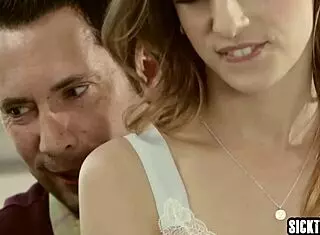 Naive stepdad gets intense blowjob from petite 18+ stepdaughter kristen scott with her small tits and monster cock