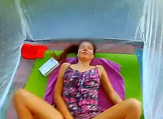 Stranger Fucked and Cream-Pied Student in Forest Tent!