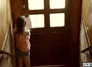 Naive stepdad gets intense blowjob from petite 18+ stepdaughter kristen scott with her small tits and monster cock