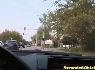 Stunning Euro Hitchhiker Earns Cum on Big Tits in Public! 💦