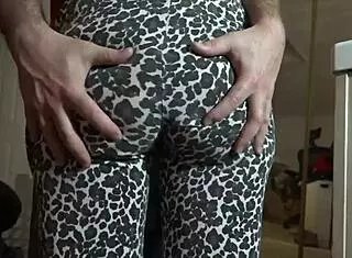 Grabbing Her Big Ass In Tight Leggings During Yoga Session With Close Up Focus