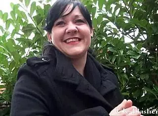 andreas, the chubby british wife, dares to flash and strip outdoors