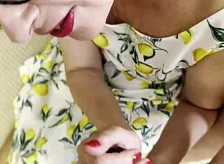 My frustrated milf step mom in glasses and stockings sucks my cock in pov blowjob