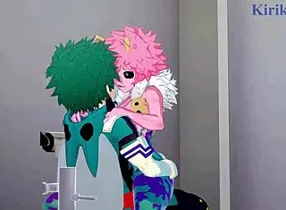 Mina and Momo fuck Izuku in intense creampie sex?