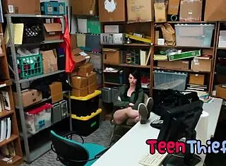 Teen Thief Alex Gets Caught and Starts Banging in Office with Rough Oral and Riding