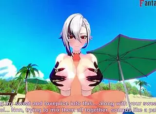 arlecchino fucks hard in bikini on beach