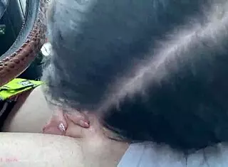 Petite Brunette Sucks Cock In Car
