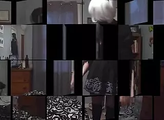 Hottie with perfect tits gets ready for halloween