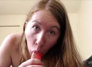 Redhead Sucks Cock With Dildo And Toys For Facial Fetish