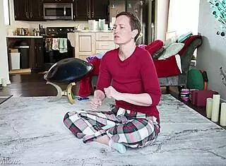 yoga lesson with cute european milf