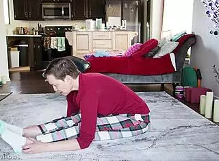 yoga lesson with cute european milf