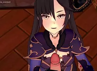 Mona from Genshin Impact enjoys handjobs and cumshots