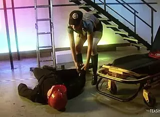 Horny worker fucks busty medic Carly Parker