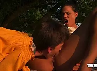 in public, lou nesbit and lia louise share a passionate lesbian kiss