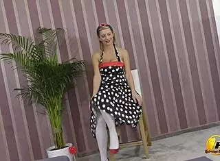 Katerina Hartlova In Pinup Costume Plays With Her Big Tits Pussy And Feet