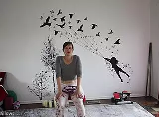 European wife teaches yoga lesson 339