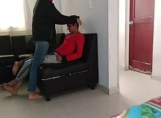 My stepsister milks me in the living room