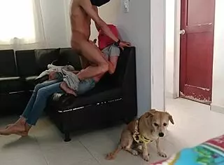 My stepsister milks me in the living room