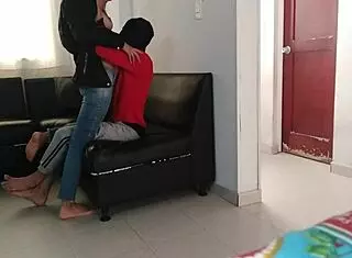 My stepsister milks me in the living room