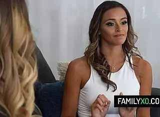 Busty stepmom discovers stepson with girlfriend and joins in