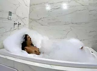 sensual foam bath with big black cock