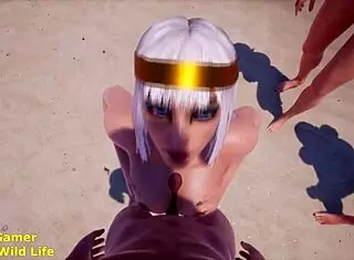 Wild Life Porn Game: Tanka Blows Monster Cocks And Gets Cumshot On Beach!