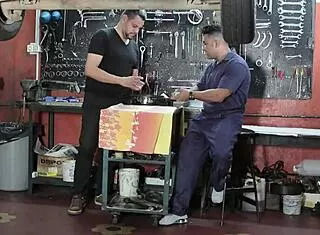 Mechanic fucking pussy and asshole